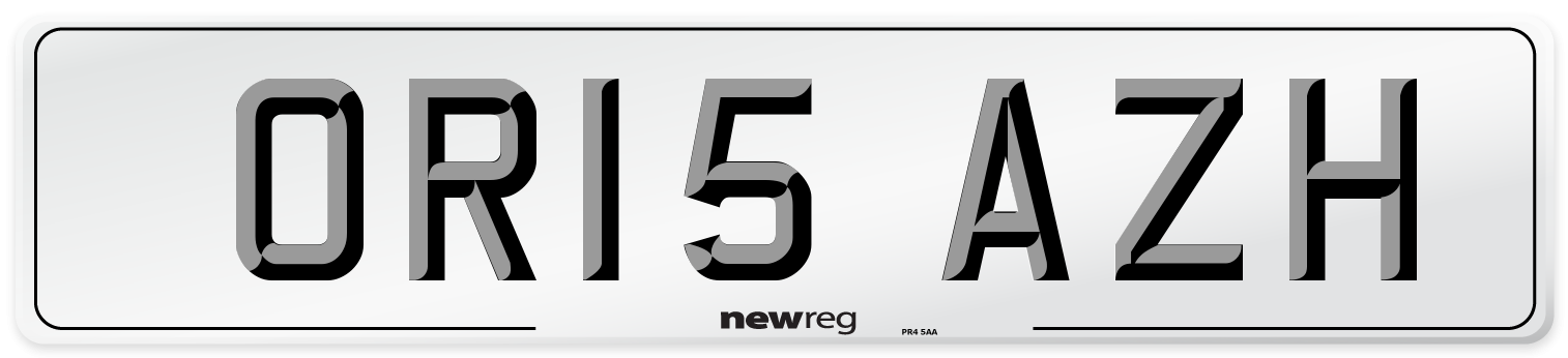 OR15 AZH Number Plate from New Reg